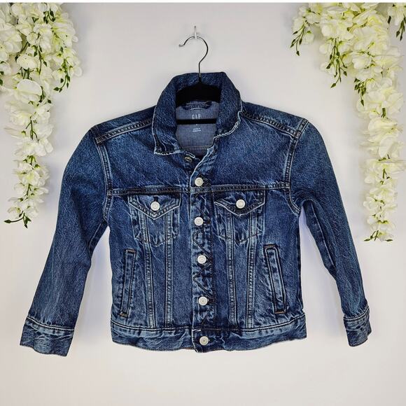 Gap Kids Denim Jacket Blue Jean Trucker Style Spring 2024 Classic Button Small 6 - Picture 1 of 12
